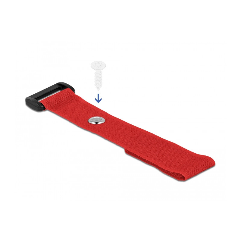 Delock Klett-Kabelbinder mit Schlaufe und Befestigungsöse L 190 x B 25 mm rot 5 Stück