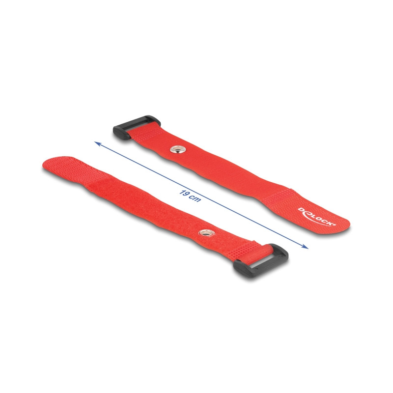 Delock Klett-Kabelbinder mit Schlaufe und Befestigungsöse L 190 x B 25 mm rot 5 Stück