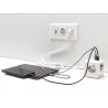 Delock Steckdosenwürfel mit Verlängerungskabel 3-fach mit Kindersicherung und USB Ladegerät, 1,5 m Kabel, weiß