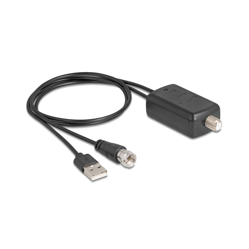Delock DAB+ DVB-T2 Antenne F Stecker 5 - 25 dB aktiv omnidirektional schwarz Klebemontage