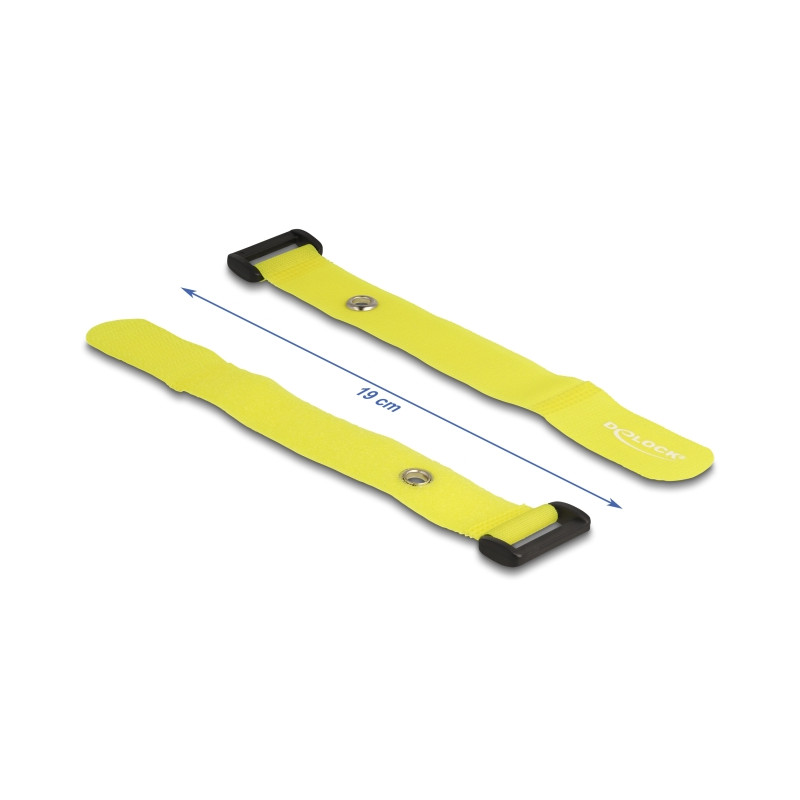 Delock Klett-Kabelbinder mit Schlaufe und Befestigungsöse L 190 x B 25 mm gelb 5 Stück