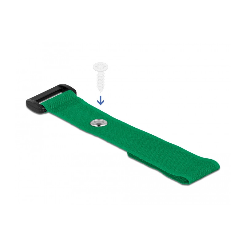 Delock Klett-Kabelbinder mit Schlaufe und Befestigungsöse L 190 x B 25 mm grün 5 Stück