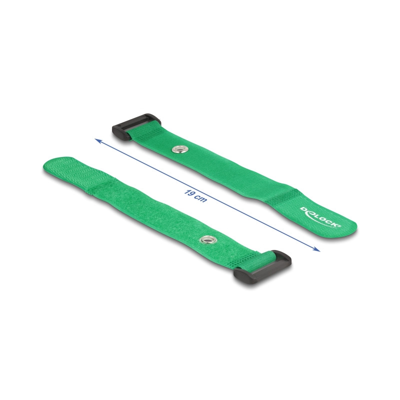 Delock Klett-Kabelbinder mit Schlaufe und Befestigungsöse L 190 x B 25 mm grün 5 Stück