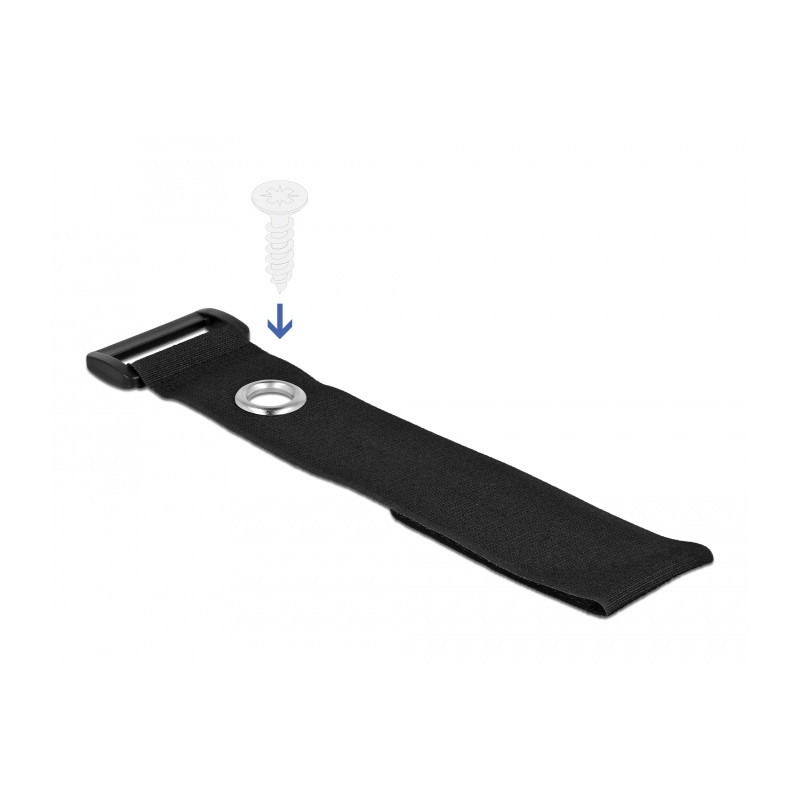 Delock Klett-Kabelbinder mit Schlaufe und Befestigungsöse L 280 x B 38 mm schwarz 3 Stück