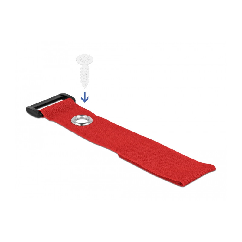Delock Klett-Kabelbinder mit Schlaufe und Befestigungsöse L 280 x B 38 mm rot 3 Stück