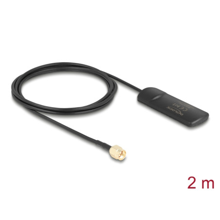 Delock GSM UMTS LTE WLAN 2,4 GHz Antenne SMA Stecker 2 dBi omnidirektional starr schwarz Klebemontage