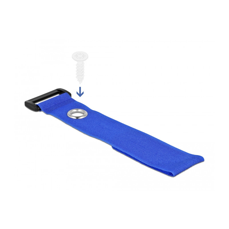 Delock Klett-Kabelbinder mit Schlaufe und Befestigungsöse L 280 x B 38 mm blau 3 Stück
