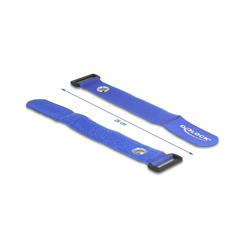 Delock Klett-Kabelbinder mit Schlaufe und Befestigungsöse L 280 x B 38 mm blau 3 Stück