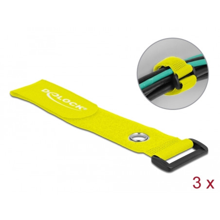Delock Klett-Kabelbinder mit Schlaufe und Befestigungsöse L 280 x B 38 mm gelb 3 Stück