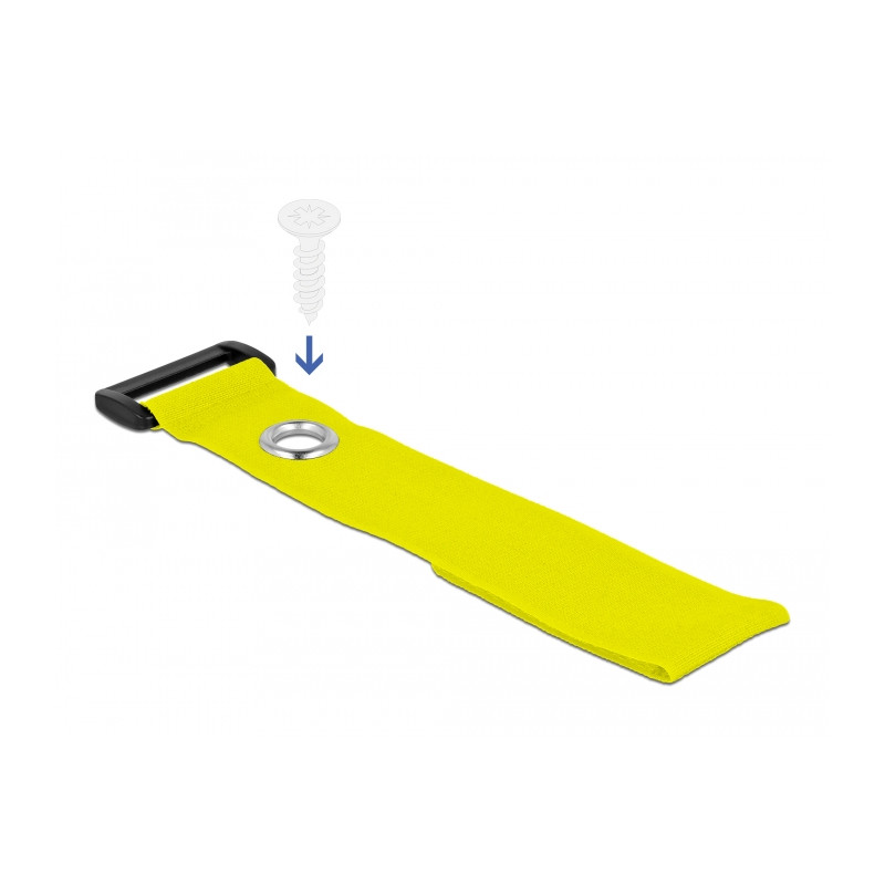 Delock Klett-Kabelbinder mit Schlaufe und Befestigungsöse L 280 x B 38 mm gelb 3 Stück