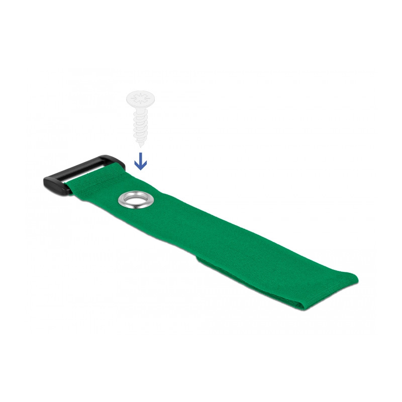 Delock Klett-Kabelbinder mit Schlaufe und Befestigungsöse L 280 x B 38 mm grün 3 Stück
