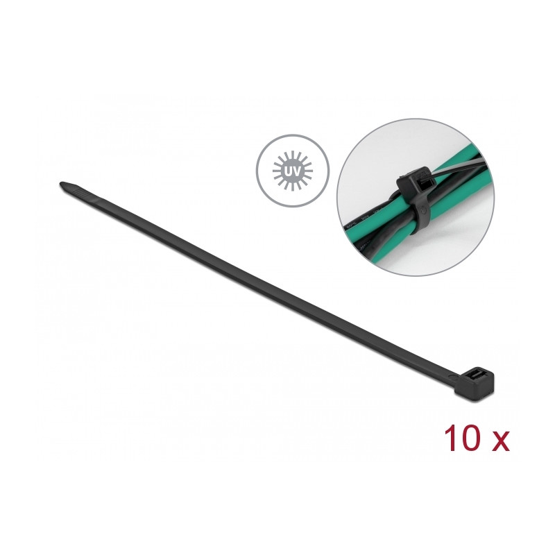 Delock Kabelbinder UV-beständig L 920 x B 9,0 mm schwarz 10 Stück