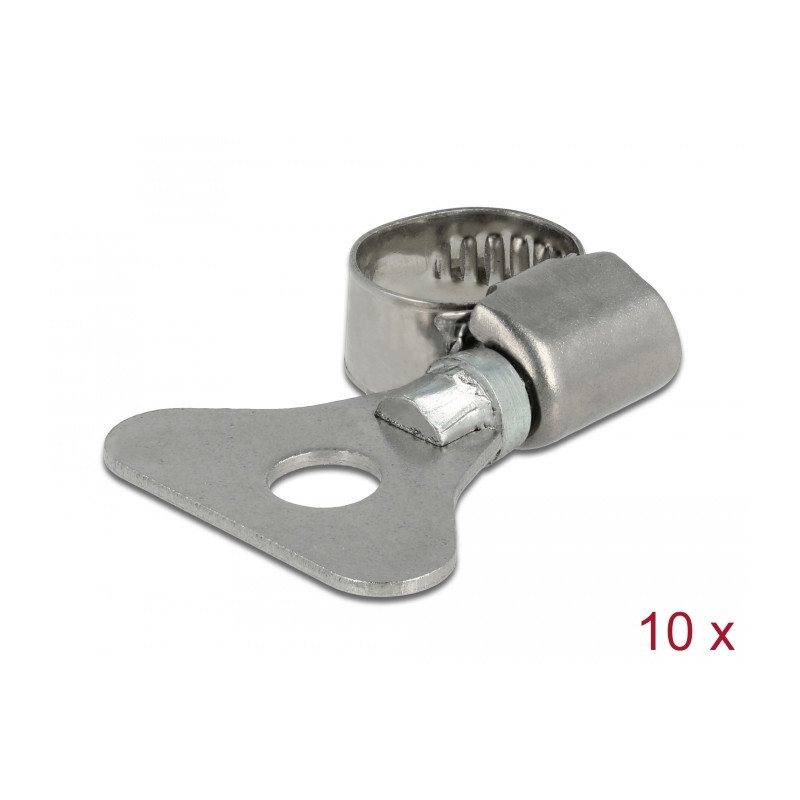 Delock Schlauchschelle mit Flügelmutter 8 - 12 mm 10 Stück Metall
