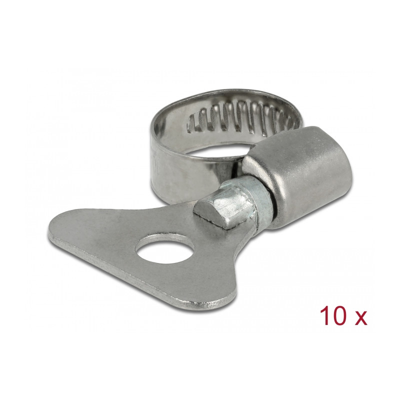Delock Schlauchschelle mit Flügelmutter 10 - 16 mm 10 Stück Metall