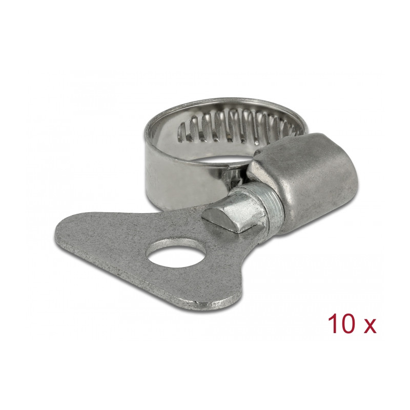 Delock Schlauchschelle mit Flügelmutter 13 - 19 mm 10 Stück Metall
