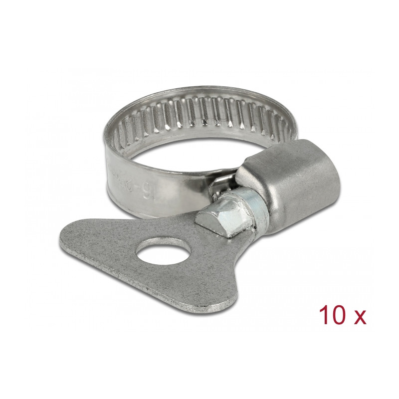 Delock Schlauchschelle mit Flügelmutter 16 - 25 mm 10 Stück Metall