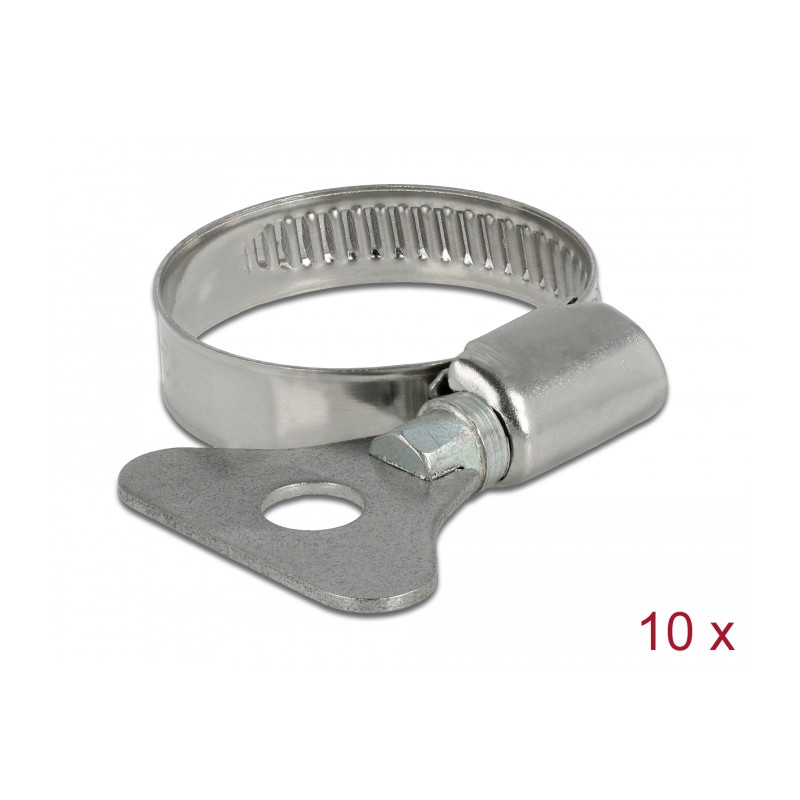 Delock Schlauchschelle mit Flügelmutter 22 - 32 mm 10 Stück Metall