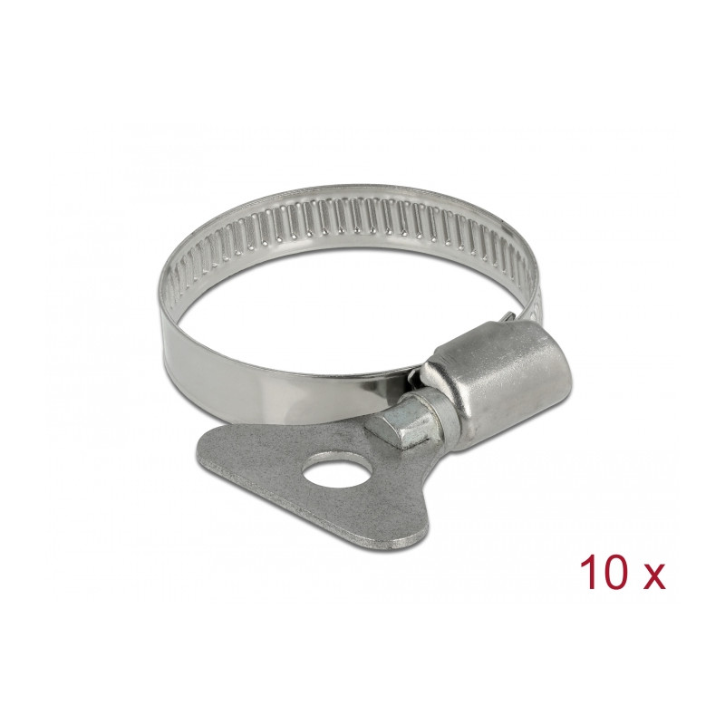Delock Schlauchschelle mit Flügelmutter 25 - 40 mm 10 Stück Metall