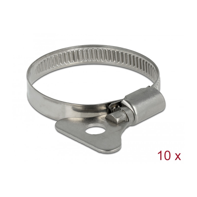 Delock Schlauchschelle mit Flügelmutter 32 - 50 mm 10 Stück Metall