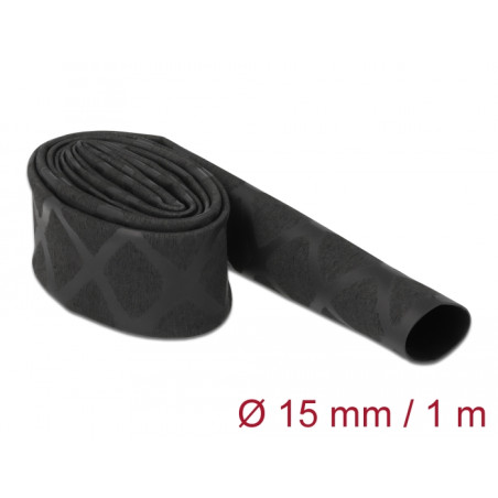 Delock Schrumpfschlauch X-Muster rutschfest 1 m x 15 mm schwarz