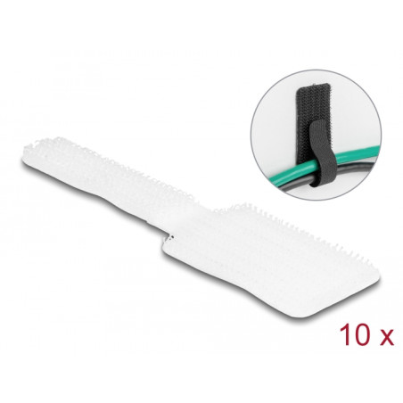 Delock Mini Klett-Kabelhalter L 90 mm x B 24 mm selbstklebend 10 Stück weiß