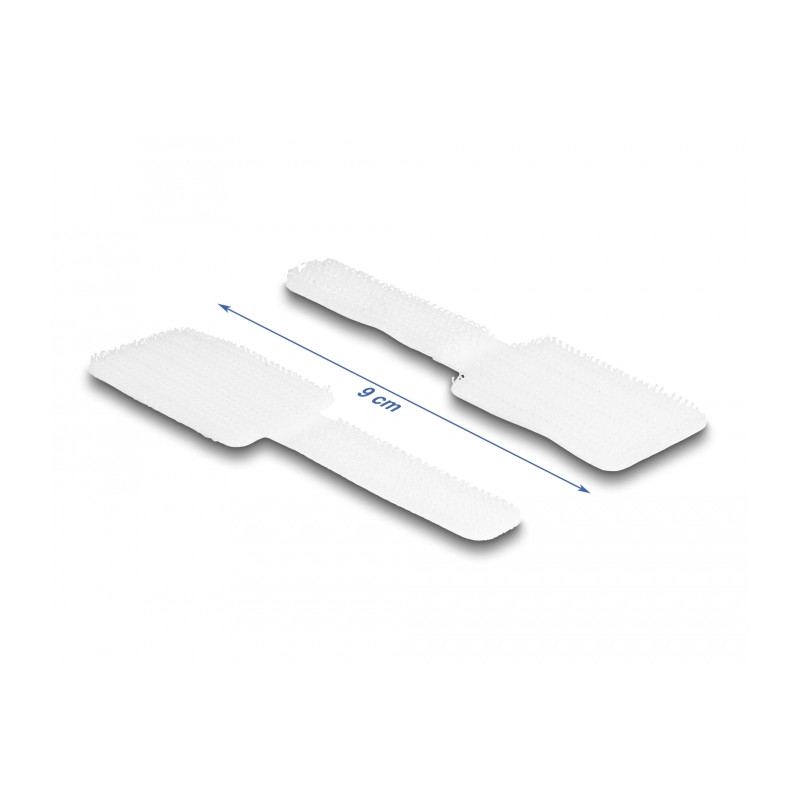 Delock Mini Klett-Kabelhalter L 90 mm x B 24 mm selbstklebend 10 Stück weiß