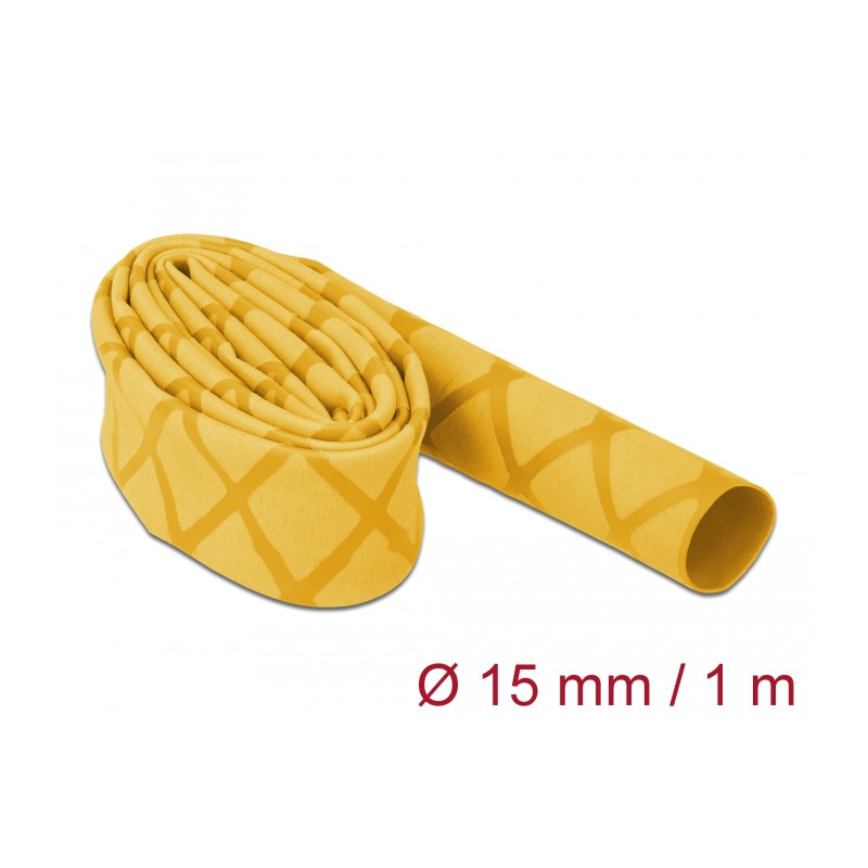 Delock Schrumpfschlauch X-Muster rutschfest 1 m x 15 mm gelb