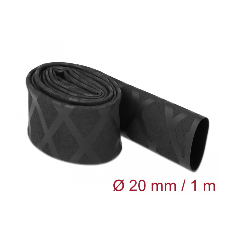 Delock Schrumpfschlauch X-Muster rutschfest 1 m x 20 mm schwarz
