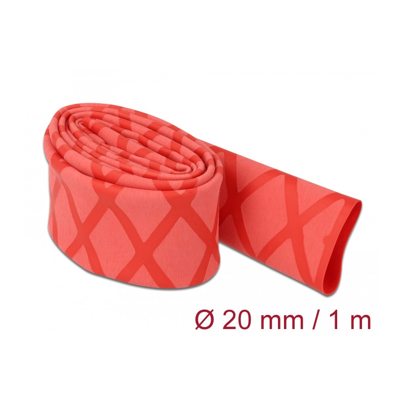 Delock Schrumpfschlauch X-Muster rutschfest 1 m x 20 mm rot