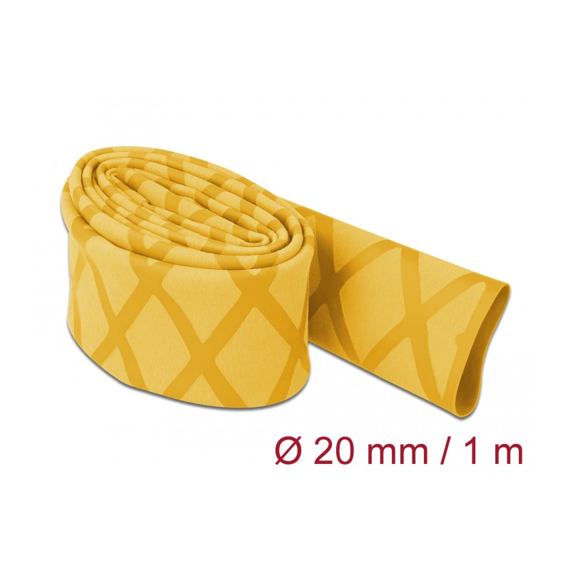 Delock Schrumpfschlauch X-Muster rutschfest 1 m x 20 mm gelb