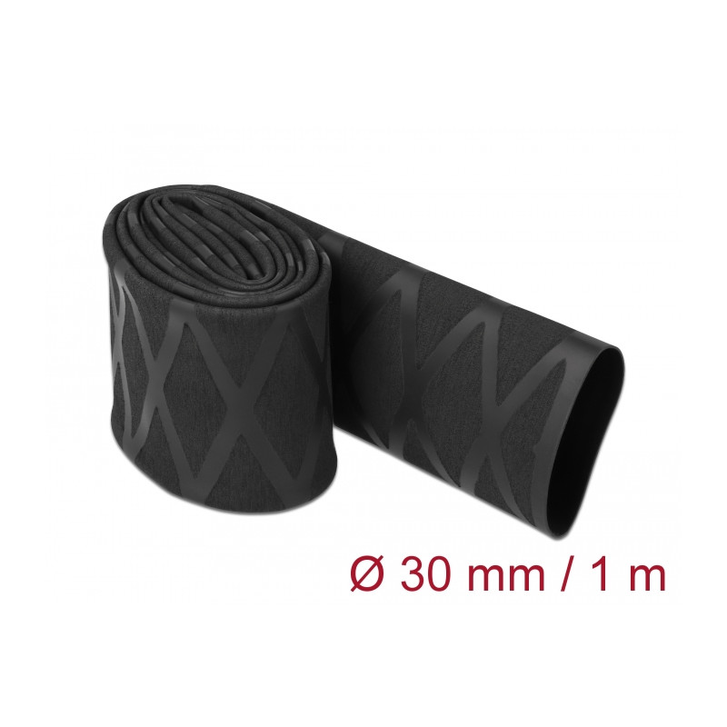 Delock Schrumpfschlauch X-Muster rutschfest 1 m x 30 mm schwarz