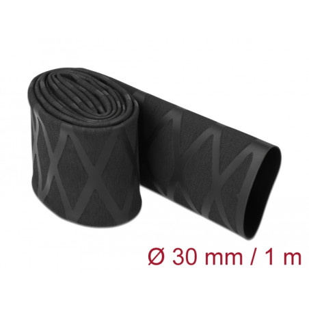 Delock Schrumpfschlauch X-Muster rutschfest 1 m x 30 mm schwarz