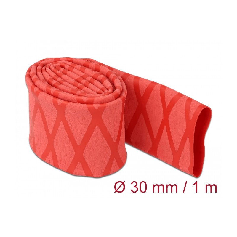 Delock Schrumpfschlauch X-Muster rutschfest 1 m x 30 mm rot
