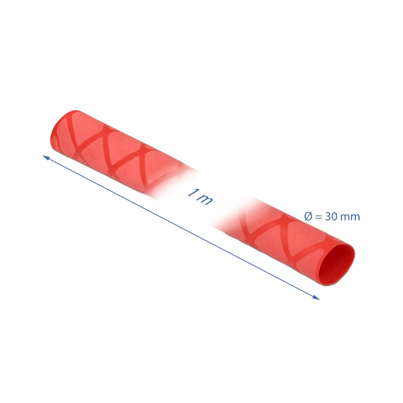 Delock Schrumpfschlauch X-Muster rutschfest 1 m x 30 mm rot