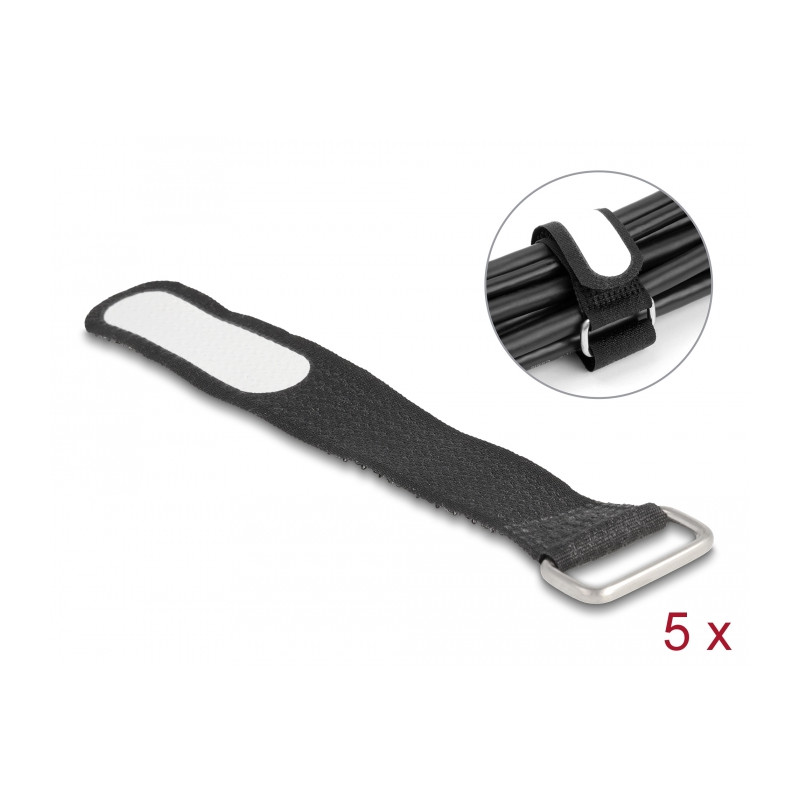 Delock Klettkabelbinder mit Schlaufe und Beschriftungsfeld L 127 x B 20 mm schwarz 5 Stück