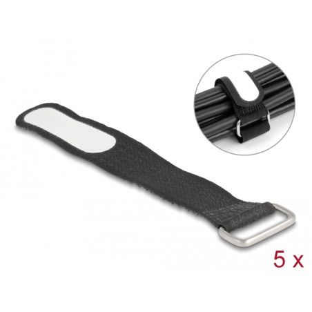 Delock Klettkabelbinder mit Schlaufe und Beschriftungsfeld L 127 x B 20 mm schwarz 5 Stück