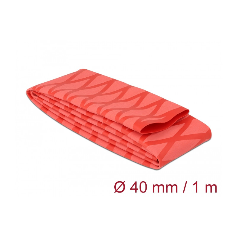 Delock Schrumpfschlauch X-Muster rutschfest 1 m x 40 mm rot