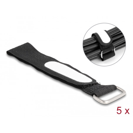 Delock Klettkabelbinder mit Schlaufe und Beschriftungsfeld L 203 x B 20 mm schwarz 5 Stück