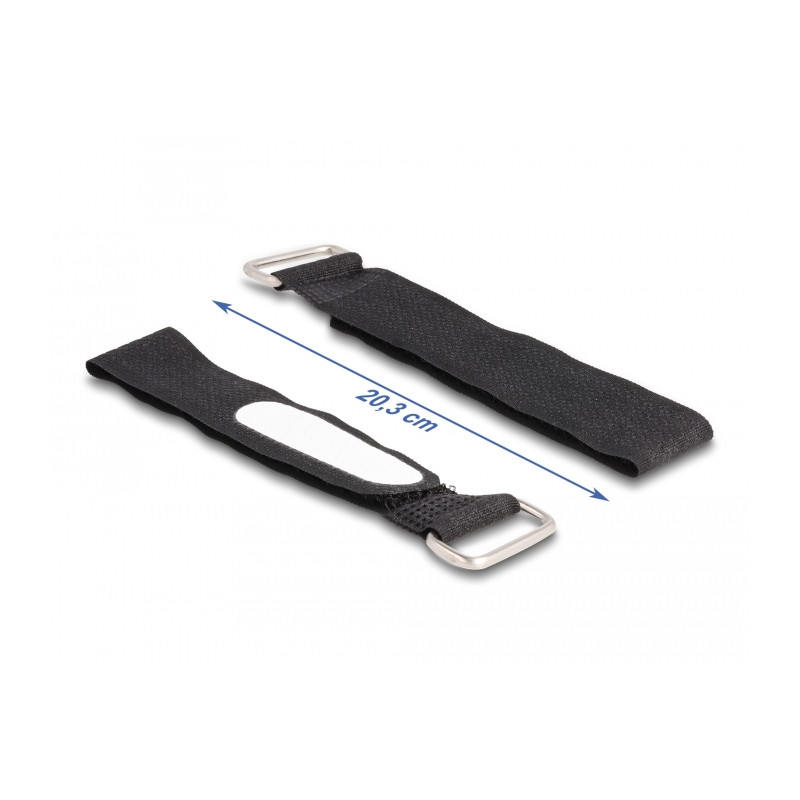 Delock Klettkabelbinder mit Schlaufe und Beschriftungsfeld L 203 x B 20 mm schwarz 5 Stück