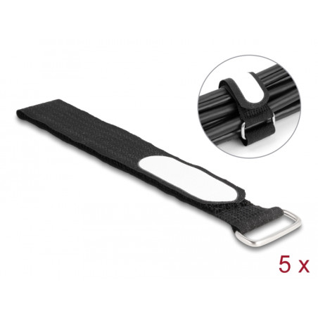 Delock Klettkabelbinder mit Schlaufe und Beschriftungsfeld L 305 x B 25 mm schwarz 5 Stück