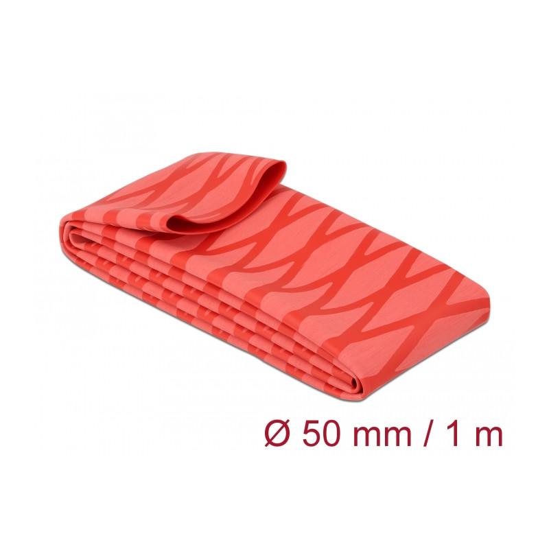 Delock Schrumpfschlauch X-Muster rutschfest 1 m x 50 mm rot