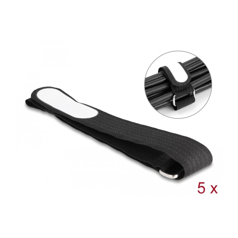 Delock Klettkabelbinder mit Schlaufe und Beschriftungsfeld L 457 x B 25 mm schwarz 5 Stück