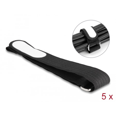 Delock Klettkabelbinder mit Schlaufe und Beschriftungsfeld L 457 x B 25 mm schwarz 5 Stück