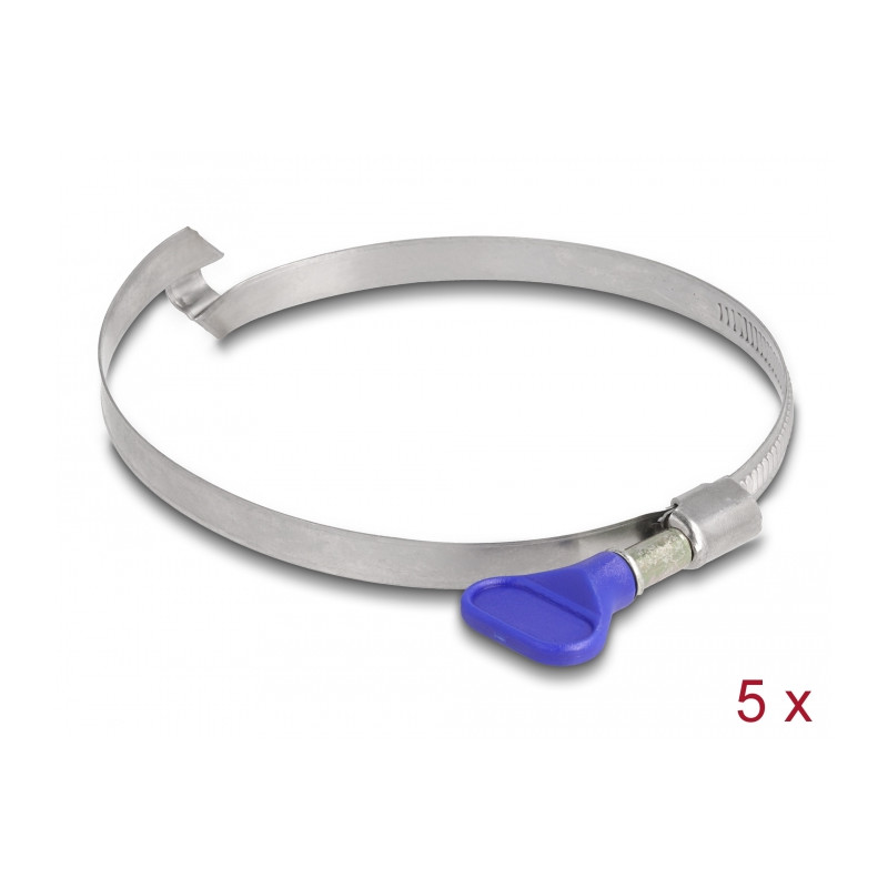 Delock Schlauchschelle Edelstahl 400 mit Brücke linksgängig und Flügelmutter 80 - 100 mm 5 Stück