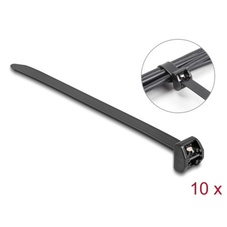 Delock Kabelbinder mit Metallzunge L 343 x B 12,7 mm 10 Stück schwarz