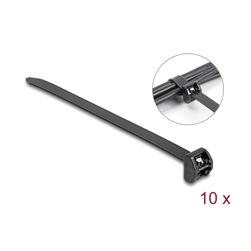 Delock Kabelbinder mit Metallzunge L 406 x B 12,7 mm 10 Stück schwarz