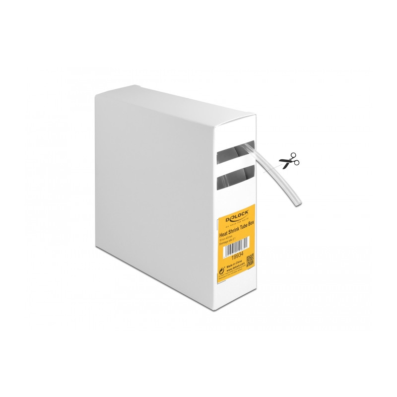 Delock Schrumpfschlauch Box, Schrumpfungsrate 2:1, 10 m x 4,8 mm transparent