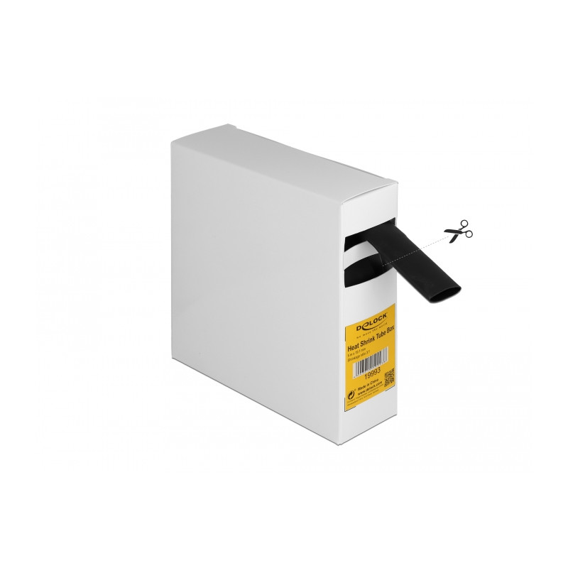 Delock Schrumpfschlauch Box, mit Innenkleber, Schrumpfungsrate 3:1, 5 m x 19,1 mm schwarz