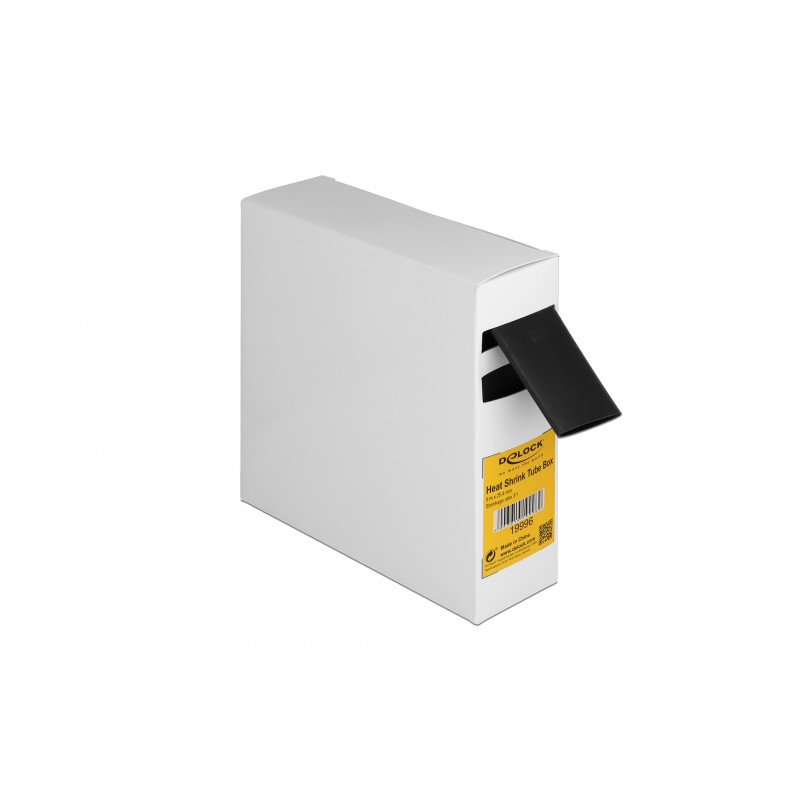Delock Schrumpfschlauch Box, mit Innenkleber, Schrumpfungsrate 3:1, 5 m x 25,4 mm schwarz