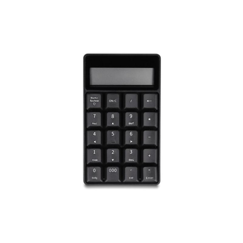Delock 2 in 1 USB Typ-A Nummernblock mit Taschenrechner Funktion 2,4 GHz kabellos schwarz